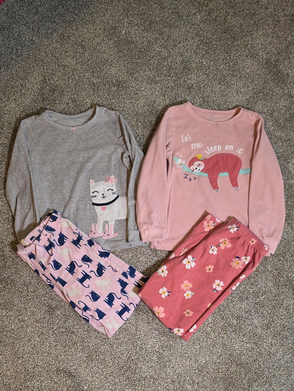 Kids Pink and Gray Animal Sleepwear Pajama Set